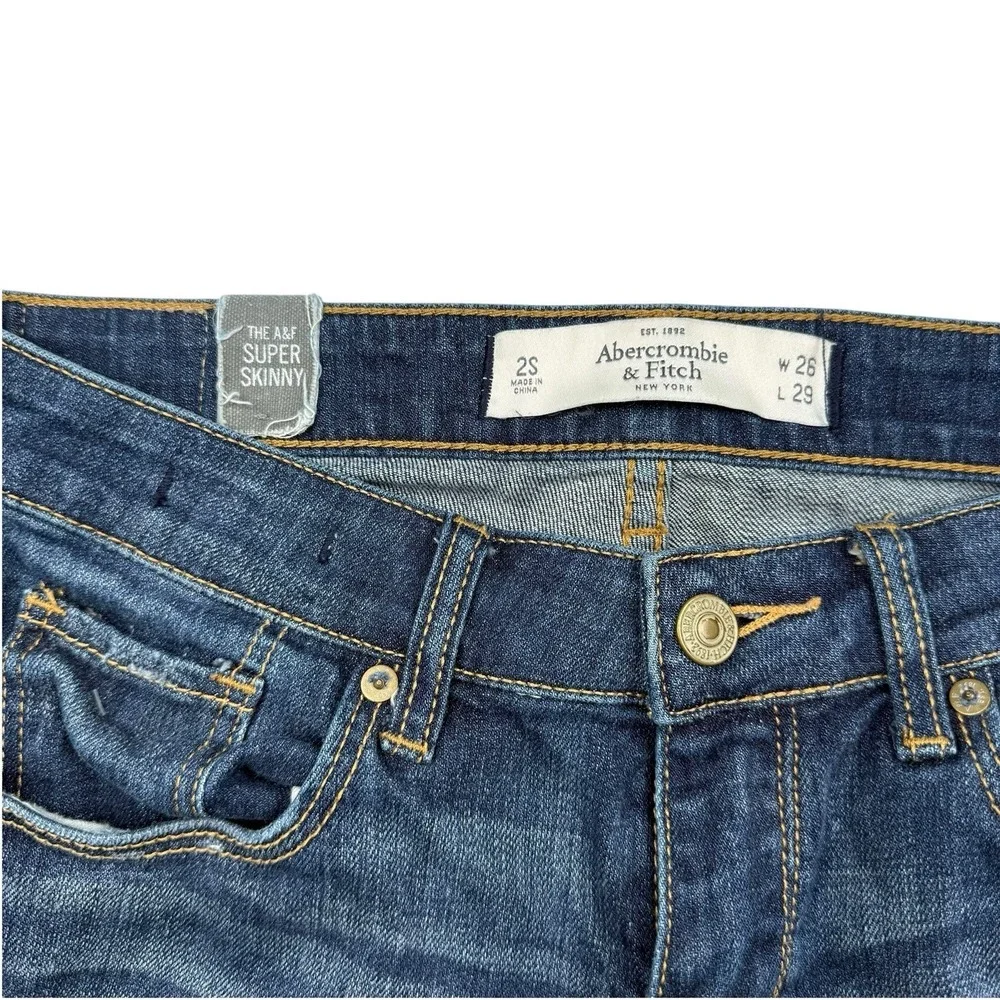 Abercrombie & Fitch Jeans 26x29 Mid Rise Super Skinny Stretch Blue Women's 2S